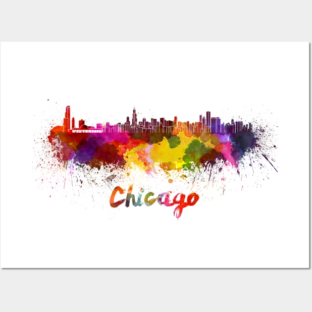 Chicago skyline in watercolor Wall Art by PaulrommerArt